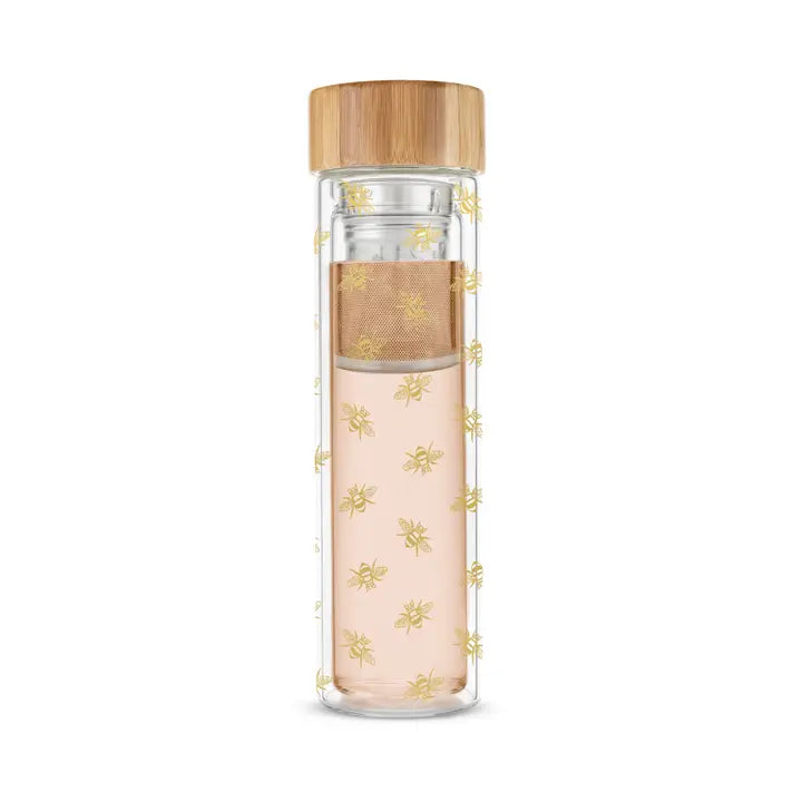 Bee Glass Travel Infuser Mug