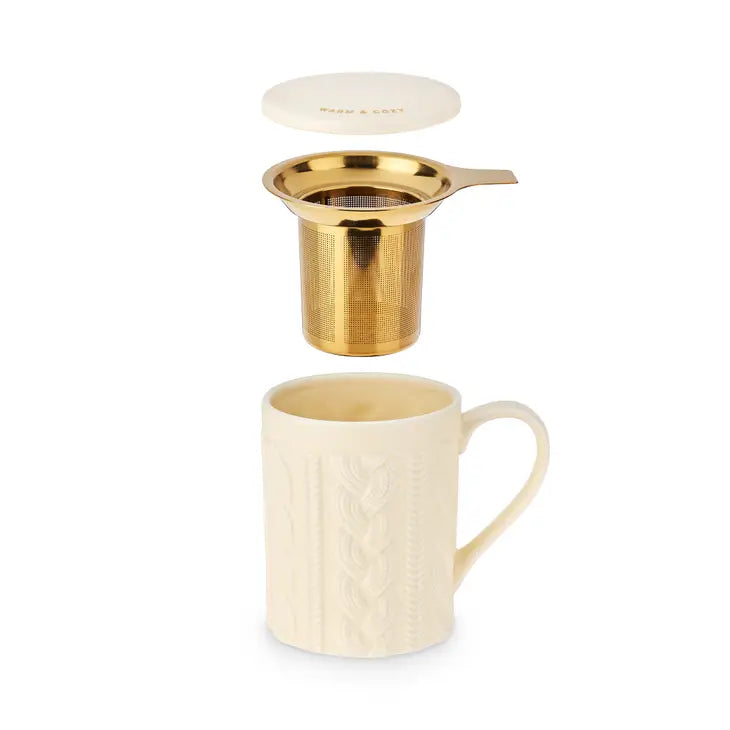 Annette™ Knit Ceramic Tea Mug & Infuser By Pinky Up