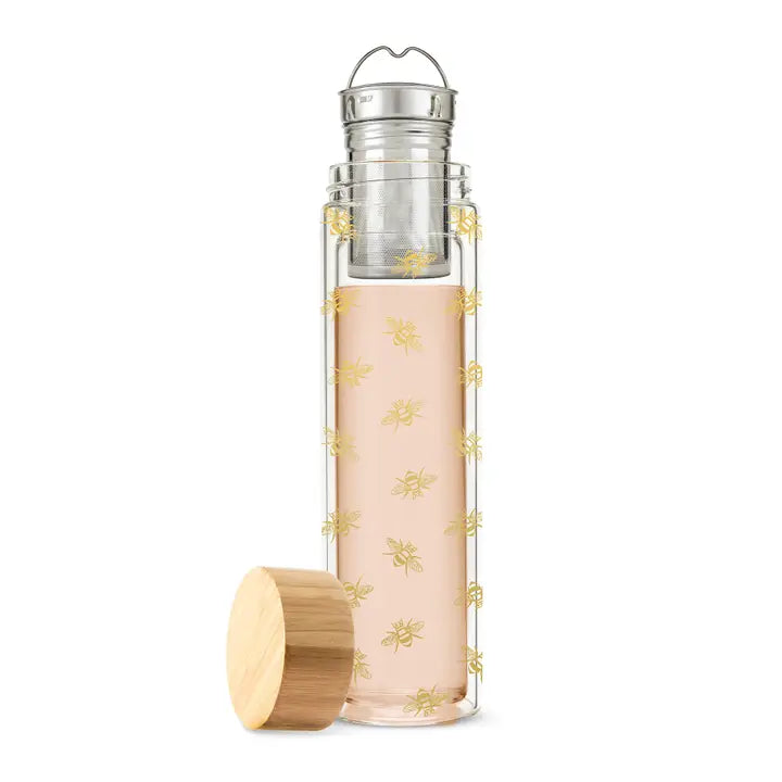 Bee Glass Travel Infuser Mug