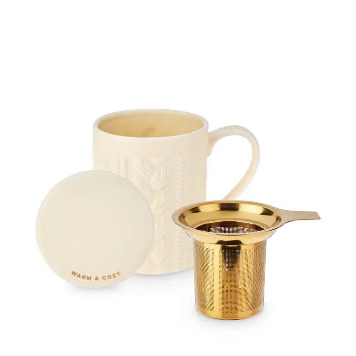 Annette™ Knit Ceramic Tea Mug & Infuser By Pinky Up