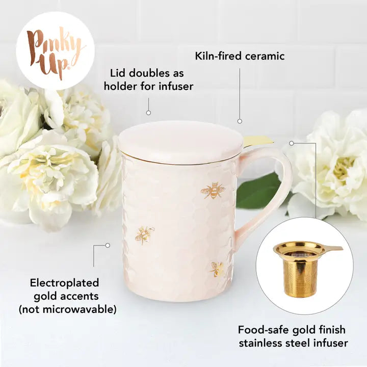 Annette Honeycomb Ceramic Tea Mug & Infuser