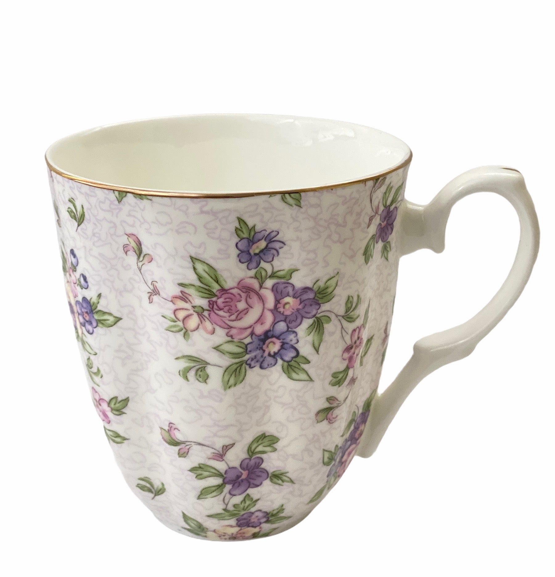 Bone china coffee or tea mug, lavender design